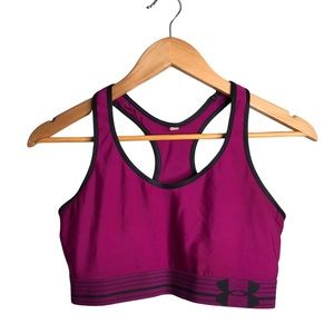 Under Armour | Purple sports bra with black stripe band and Logo •